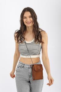 Modalamelif  Cüzdan Bölmeli Çapraz Çanta Kahve