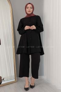 Modalamelif Hakim Yaka Balon Kol Gömlek Siyah