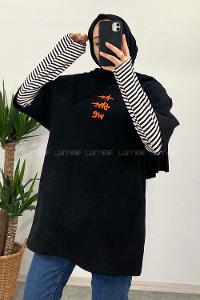 Modalamelif He She We Baskılı Oversize T-Shirt Siyah