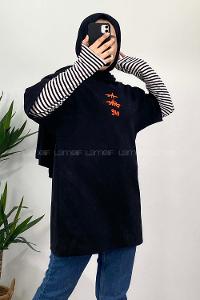 Modalamelif He She We Baskılı Oversize T-Shirt Siyah