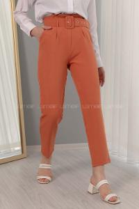 Modalamelif Kaplama Kemerli Pantolon Açık Kiremit