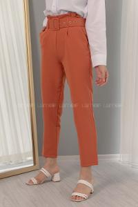 Modalamelif Kaplama Kemerli Pantolon Açık Kiremit