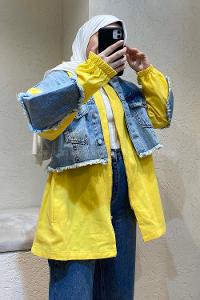 Modalamelif Kot Garnili Ceket Hardal Sarısı