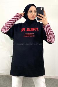 Modalamelif Paris Baskılı Oversize T-Shirt Siyah