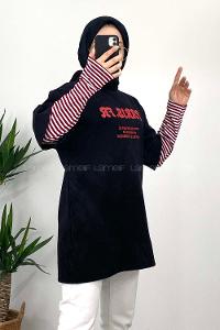 Modalamelif Paris Baskılı Oversize T-Shirt Siyah