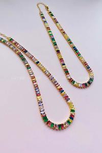 Modalamelif Altın Kaplama Renkli Gold Su Yolu Kolye