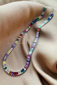 Modalamelif Altın Kaplama Renkli Gümüş Su Yolu Kolye