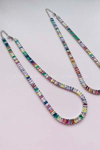 Modalamelif Altın Kaplama Renkli Gümüş Su Yolu Kolye