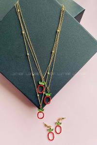 Modalamelif Ananas Kolye Küpe Set