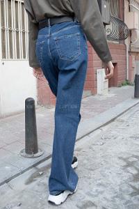 Modalamelif Bol Paça Palazo Jean Koyu Mavi