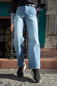 Modalamelif  Bol Paça Yıpratmalı Jean Açık Mavi