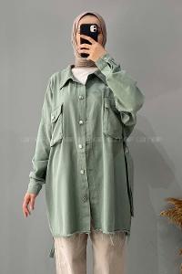 Modalamelif Bombe Cepli Gabardin ceket Çağla Yeşili