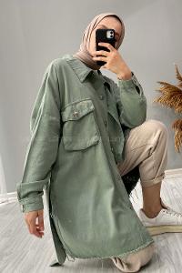 Modalamelif Bombe Cepli Gabardin ceket Çağla Yeşili