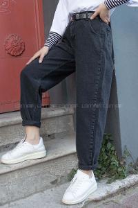 Modalamelif  Çift Cepli Balon Mom Jean Siyah