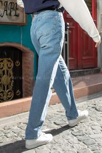 Modalamelif  Çift Cepli Mom Jean Açık Mavi