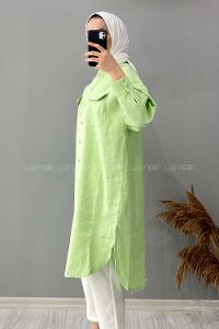 Modalamelif Çift Detaylı Uzun Tunik Çağla Yeşili