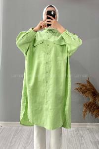 Modalamelif Çift Detaylı Uzun Tunik Çağla Yeşili