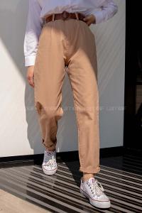 Modalamelif Deri Kemerli Pensli Gabardin Pantolon Camel