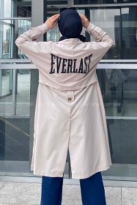 Modalamelif Everlast Sırt Baskılı Trenç Taş