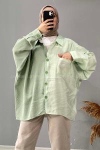 Modalamelif Oversize Ekose Gömlek Çağla