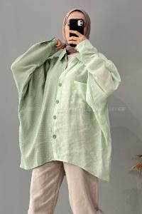 Modalamelif Oversize Ekose Gömlek Çağla