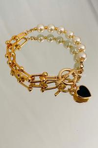 Modalamelif Özel Tasarım İnci Zincir Kalp Bileklik