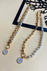 Modalamelif Özel Tasarım İnci Zincir Papatya Kolye