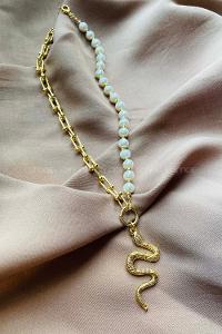 Modalamelif Özel Tasarım İnci Zincir Yılan Kolye