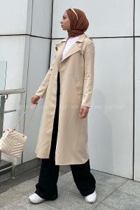 Lamelif Taş Rengi Hürrem Trenç Kap