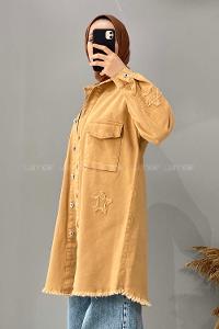 Modalamelif Yıldız Detaylı Kot Ceket Camel