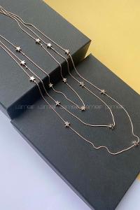 Modalamelif 3lü İtalyan Zincir Yıldızlı Rose Gold Kolye