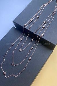 Modalamelif 3lü İtalyan Zincir Yıldızlı Rose Gold Kolye