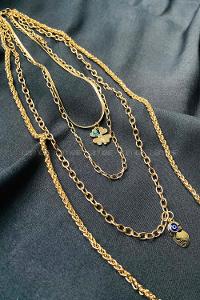 Modalamelif 4lü Gold İtalyan Zincir Yonca Kolye