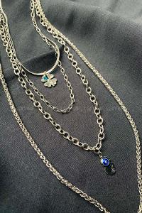 Modalamelif 4lü Gümüş İtalyan Zincir Yonca Kolye