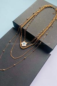 Modalamelif 4lü İtalyan Zincir Gold Çiçek Kolye
