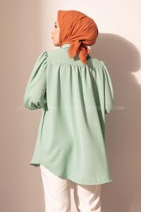 Modalamelif Balon Kol Ayrobin Gömlek Pastel Yeşili
