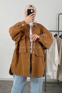 Modalamelif Bombe Cepli Ceket Camel