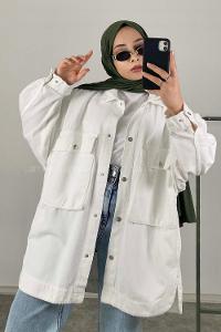 Modalamelif Bombe Cepli Ceket Ekru