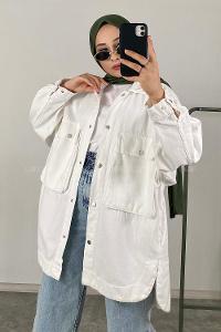 Modalamelif Bombe Cepli Ceket Ekru