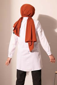 Modalamelif Boydan Düğmeli Fırfırlı Gömlek Ekru