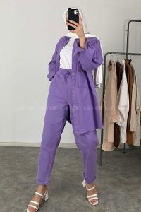 Modalamelif Çift Cepli İkili Takım Mor