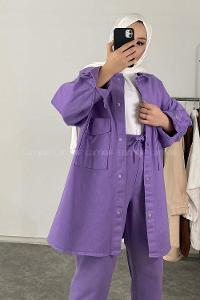 Modalamelif Çift Cepli İkili Takım Mor
