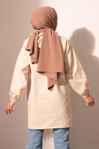 Modalamelif Kanguru Cep Yarım Fermuarlı Tunik Taş