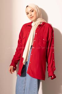 Modalamelif Kol Çıtçıtlı Gabardin Ceket Bordo