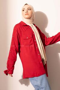 Modalamelif Kol Çıtçıtlı Gabardin Ceket Bordo