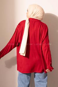 Modalamelif Kol Çıtçıtlı Gabardin Ceket Bordo