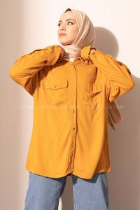 Modalamelif Kol Çıtçıtlı Gabardin Ceket Hardal Sarısı