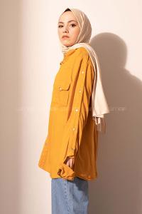 Modalamelif Kol Çıtçıtlı Gabardin Ceket Hardal Sarısı