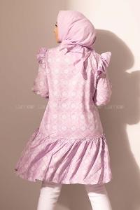 Modalamelif  Kol Lastikli Kilim Desen Tunik Lila