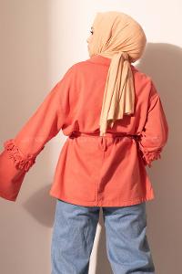 Modalamelif Kol Püsküllü Kot Ceket Şeker Pembesi